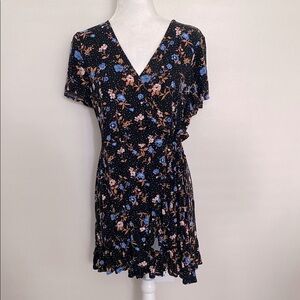 Xhilaration black Wrap Dress Short with Flutter Sleeves